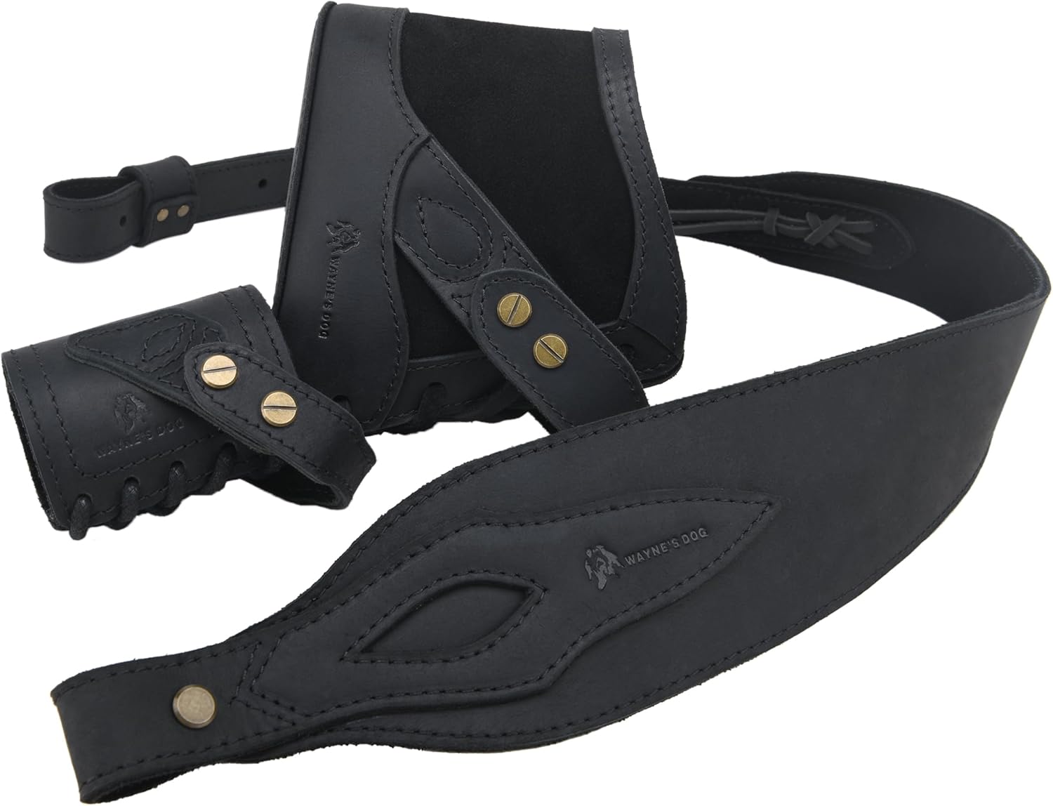 Tas Trost Durable Recoil Pad Extention with Leather Gun Shoulder Sling and Barrel Mount Loop No Drill for Shooting (Leather（Black)