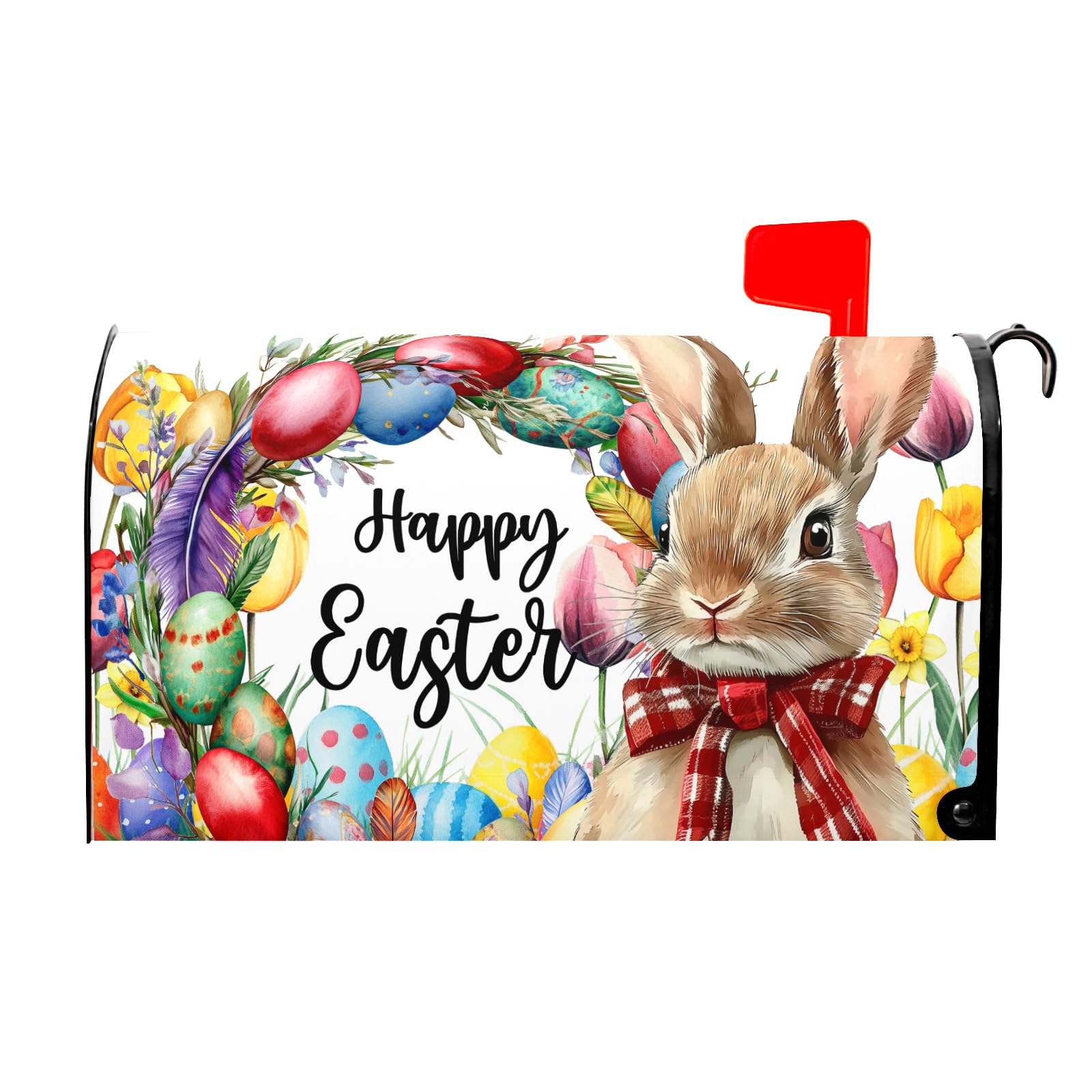 Easter Mailbox Covers Magnetic Standard Size 21 X 25.5 Inch Egg Bunny Floral Magnetic Mailbox Covers Spring Easter Mailbox Wraps Post Box Cover Decoration Outdoor Garden Home Yard Outside