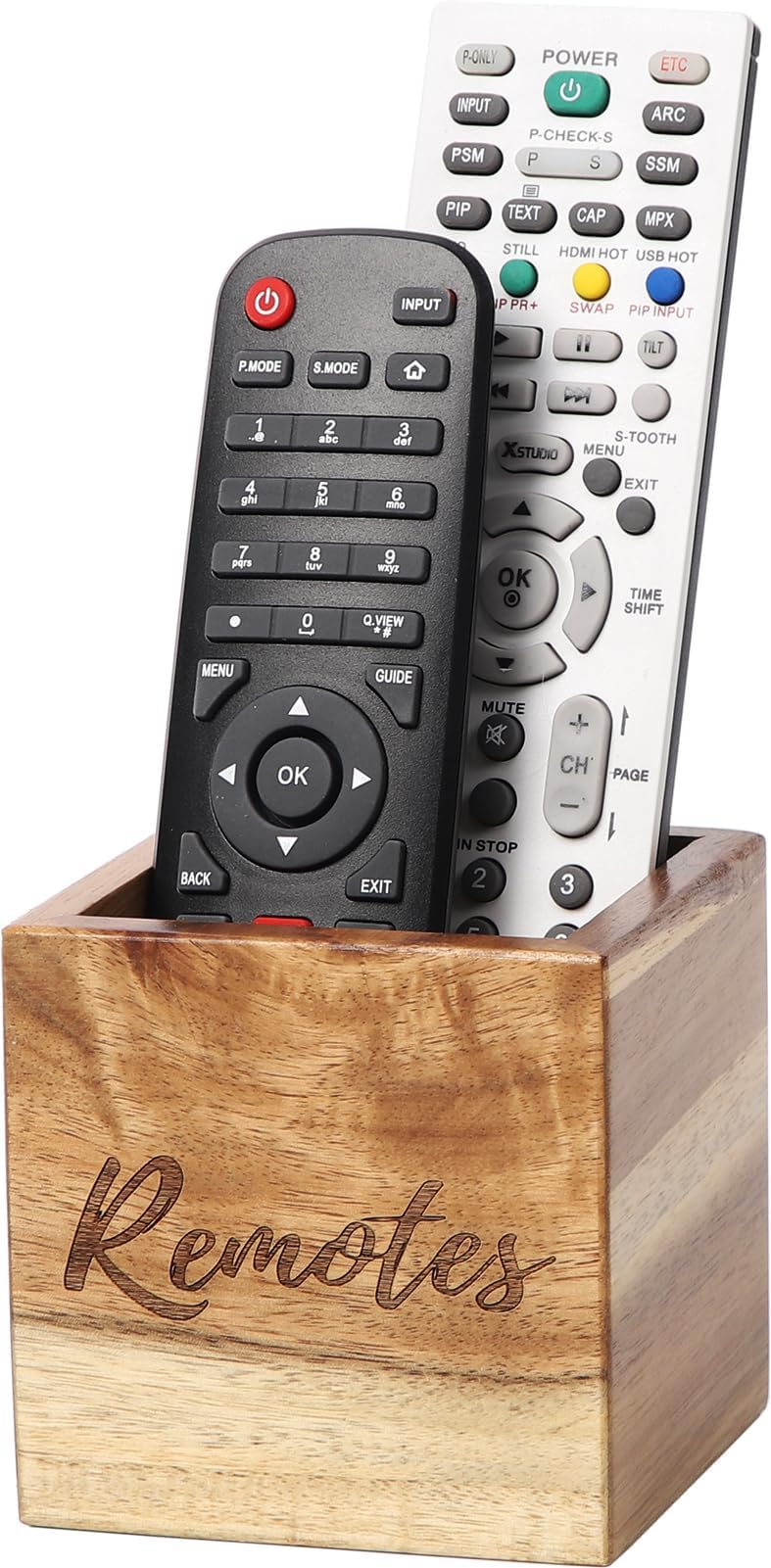 Remote Control Holder, Acacia Wooden Tv Remote Holder for Table
