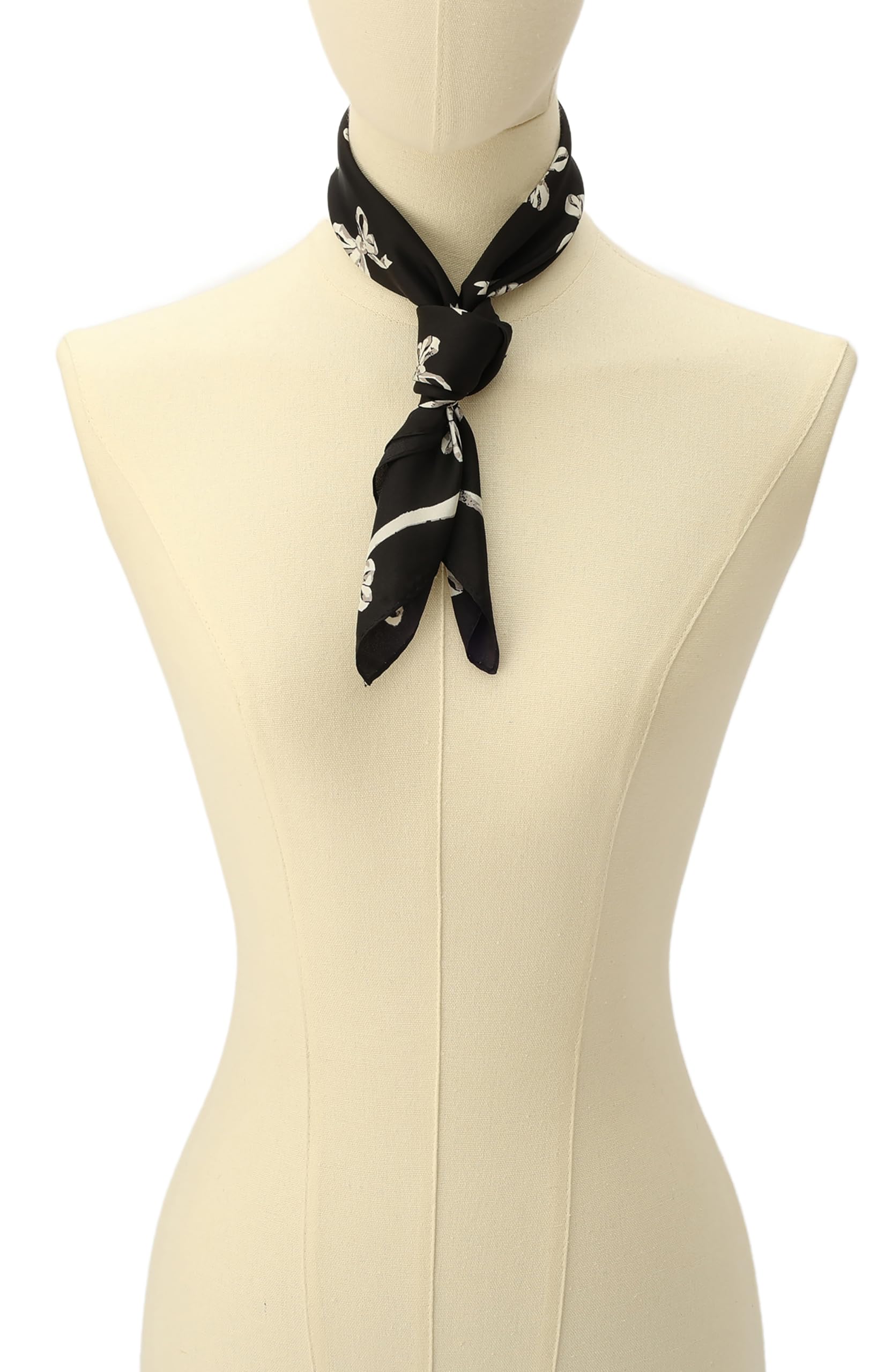 Coach Écharpe bandana en soie imprimée avec nœuds pour femme, noir, taille unique, Noir, taille unique