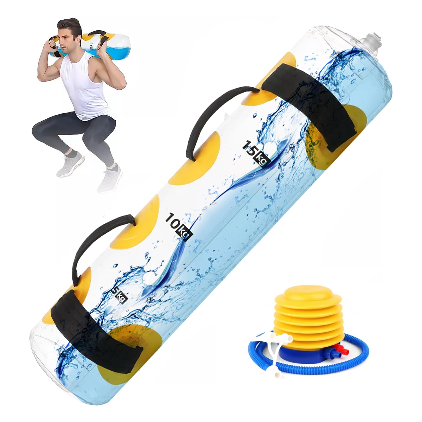 Adjustable Weightlifting Water Bag, Sandbag Alternative Aqua Bag with a Foot Pump Aqua Bag and Power Bag with Water 20kg Fitness Ball Bag Water-fillable Portable Stability Fitness Equipment