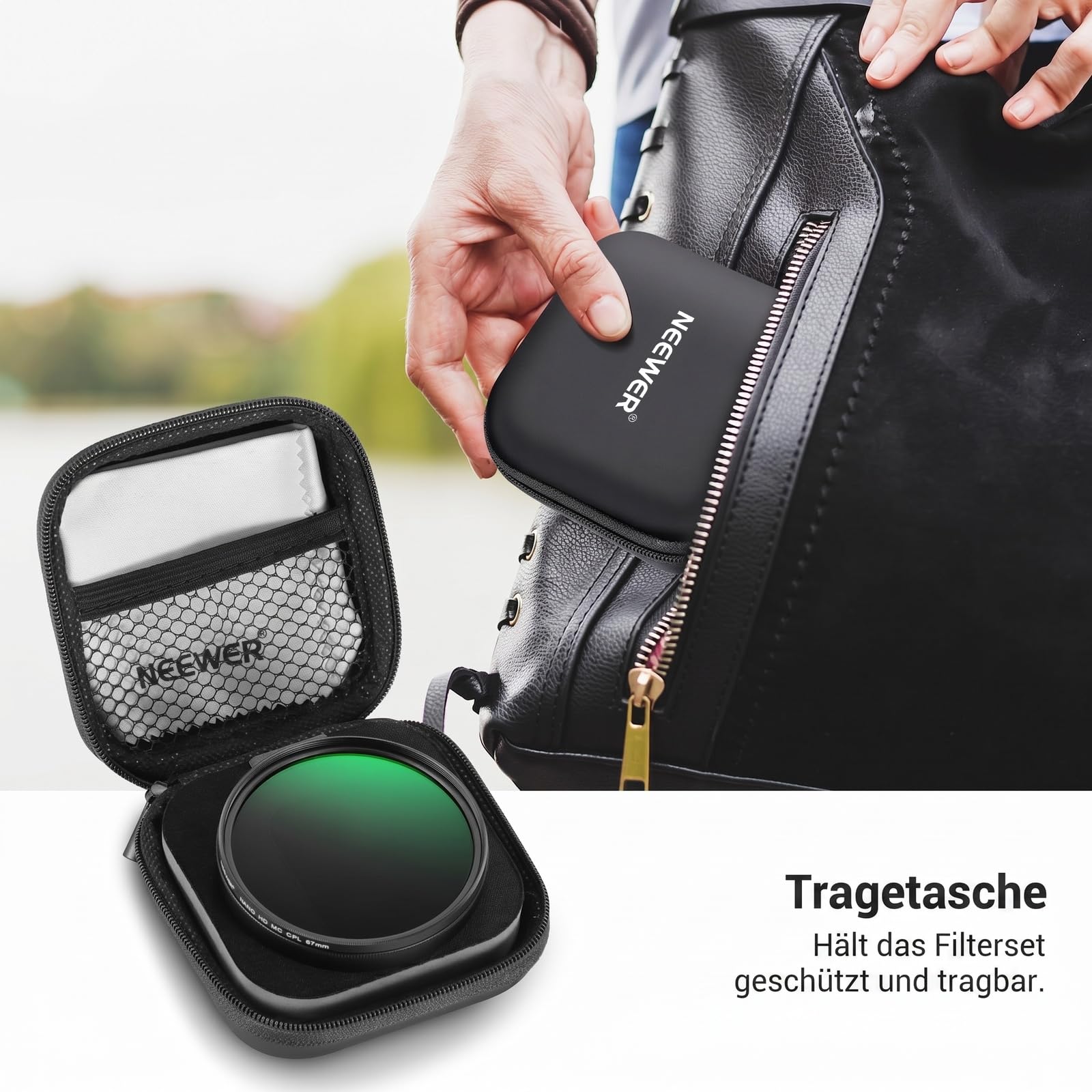 NEEWER 67mm CPL Filter Handy Polfilter mit Cold Shoe Clip, HD zirkularer Polarisationsfilter mit einstellbarer Polarisation, kompatibel mit Android Samsung S26 Ultra iPhone 17 Pro Max und mehr, FL-113