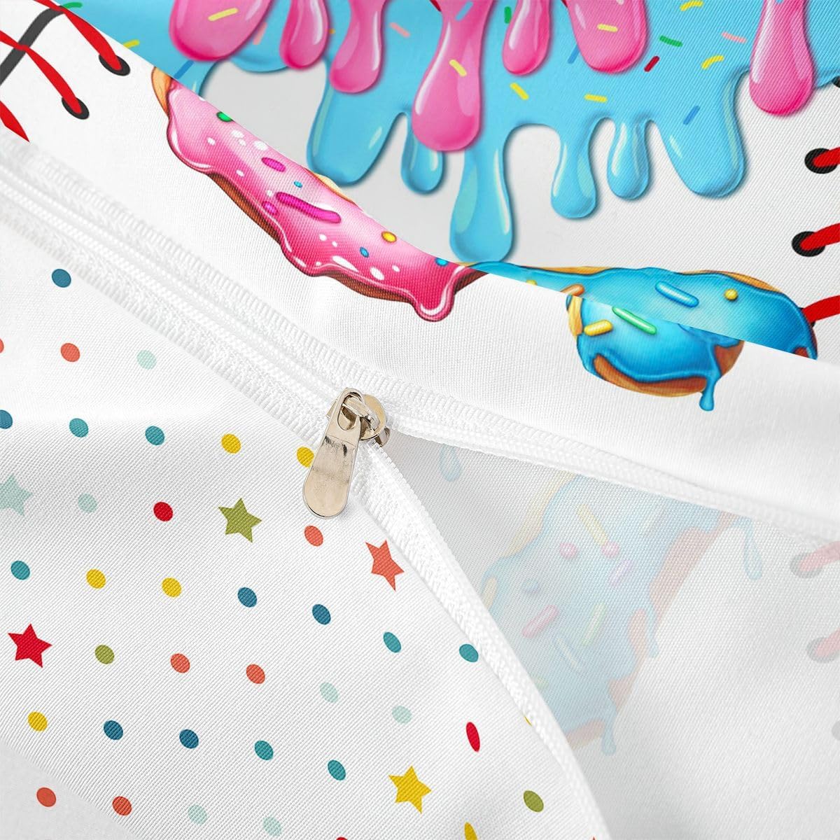 Erosebridal 6 7 Theme Bedding Set Toddler Size Baseball Ice Cream Boys Comforter Cover Six Seven Birthday Duvet Cover for Kids Bedroom Decor Donut Ice Cream Drip Bed Set, Pink Blue