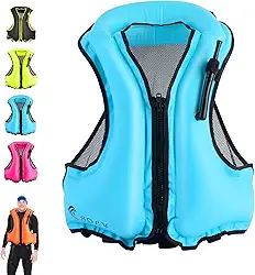 SOLY jaquetas de snorkel infláveis, jaqueta de mergulho para natação com auxílio de flutuação - adulto com alças para as pernas colete de snorkel para natação, caiaque e outros esportes aquá