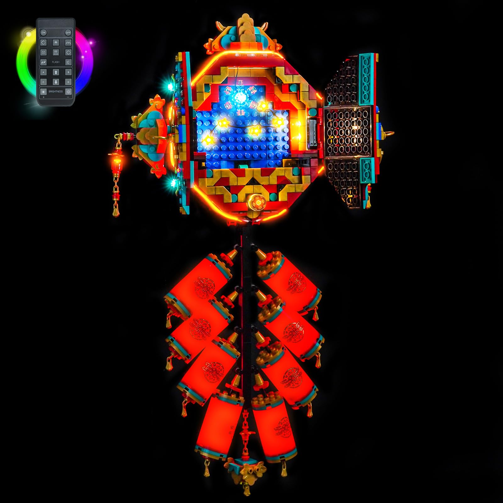 Remote Control Led Light Set Compatible with Lego Fortune Firecracker 80118 (No Model)