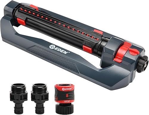 Miniatura 7 de Eden 96214 Aspersor oscilante para césped y jardín con juego de iniciación de conexión rápida tubo de arco de metal