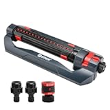 Eden 94094 Turbo Oscillating Sprinkler, Covers Up to 4,000 sq. ft., 18 Precision Nozzles, Adjustable Range and Width Tabs, Flow Control, Weighted Base, Quick Connect Starter Set