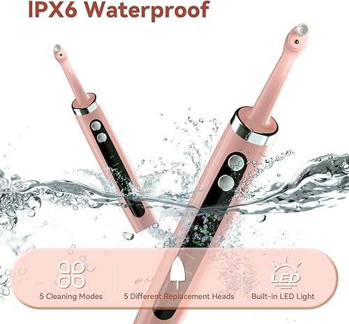 Miniatura 6 de Pulidor de dientes eléctrico profesional con 5 modos de limpieza, IPX6 impermeable USB recargable, para adultos y niños