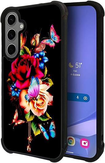 ZHEGAILIAN for Samsung Galaxy S24 Plus Case, Military-Grade Protection, All-Around Shockproof Corners, Anti-Scratch Phone Case for Samsung Galaxy S24 Plus - Butterfly Rose
