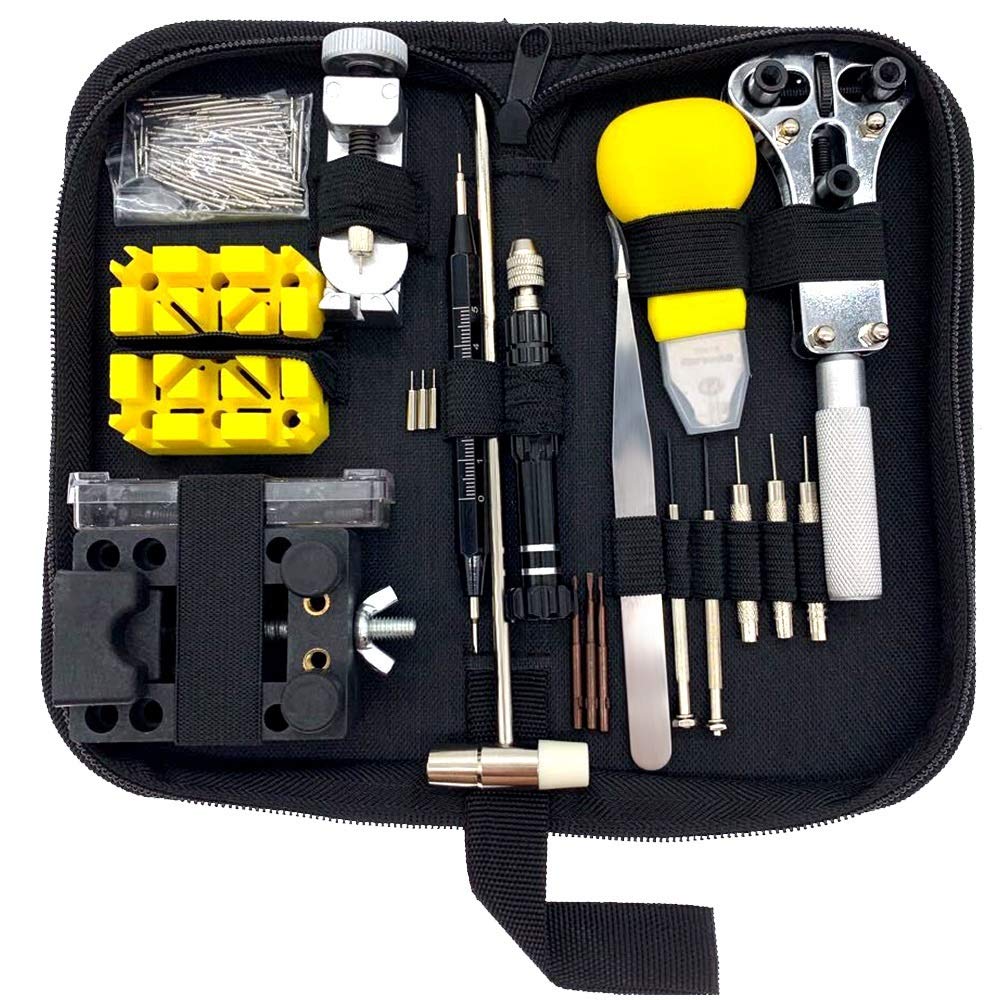 Outil Montre Watch Repair Tool Tool Kit Montre Link Link Remover 148pcs / Set Outils de Montre Professionnels Outils de réparation d'horloge Kit Sac Sac Horloge Kit Reparation Montre