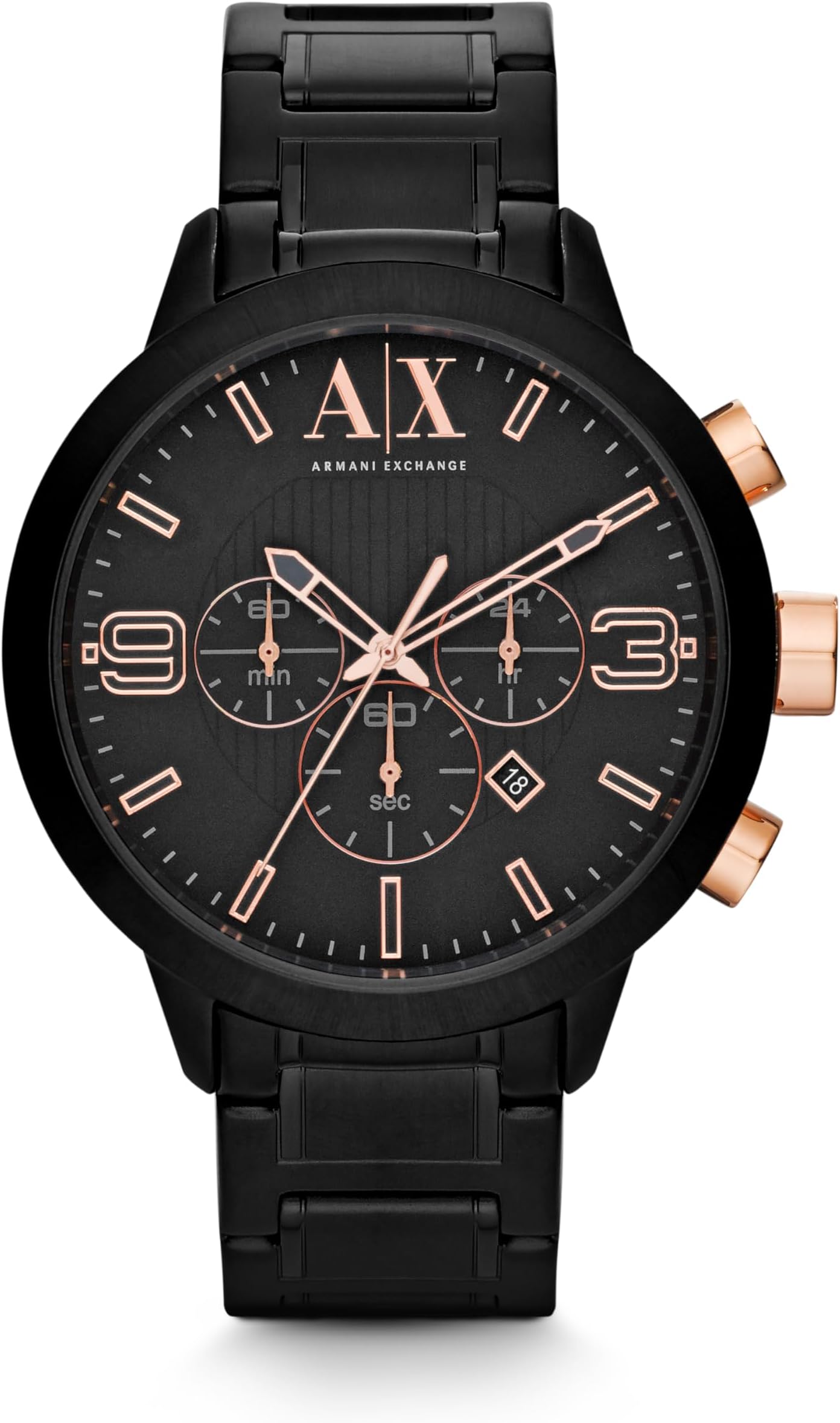 Armani Exchange Atlc Chronograph Black Dial Black Ion-Plated Mens Watch AX1350