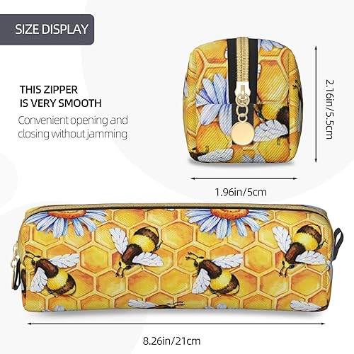 Miniatura 5 de IMPCOKRU Bolsa Pequeña para Lápices, Bolsa de Lápices de Estudio, Estuche para Llaves, Abeja y Colmena Dorada, Estuche de Almacenamiento de