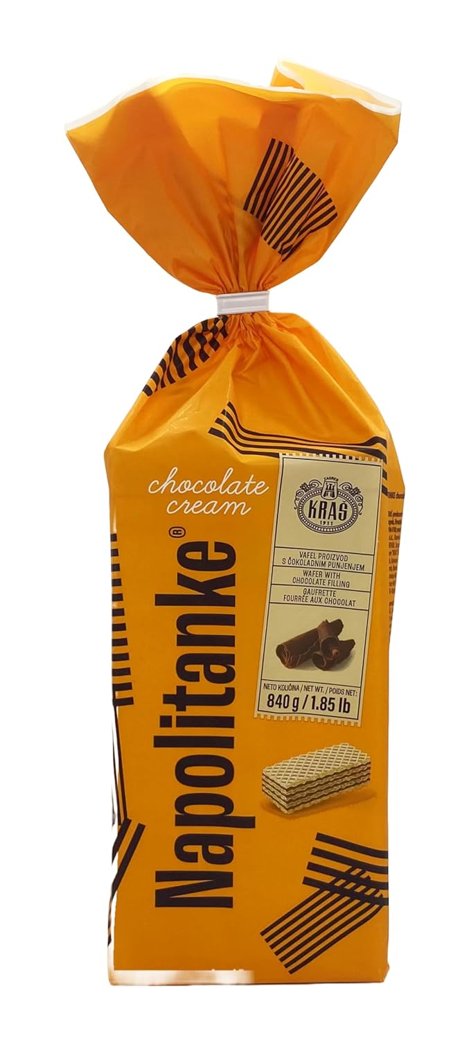 SORINA NAPOLITANKE KRAS Premium Wafers - Premium Wafers Biscuits with Delicious Milk, Chocolate Cream, Hazelnut, Lemon and Orange Fillings – Multiple Sizes (840 G CHOCOLATE & CREAM, 2 PCS)