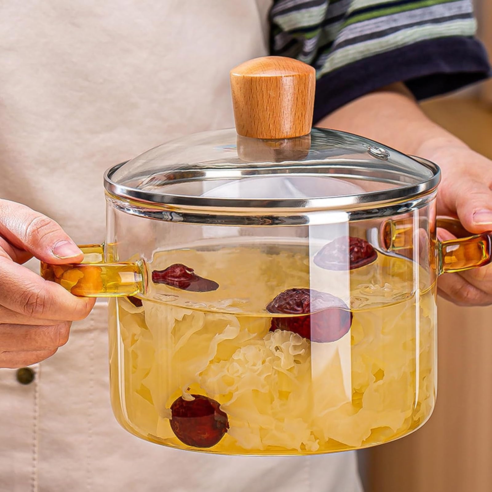 Klarglas-Schmortopf, hochwertiges Borosilikatglas für Suppe, Instant-Nudeln und mehr – ideal zum Kochen zu Hause und Versammlungen