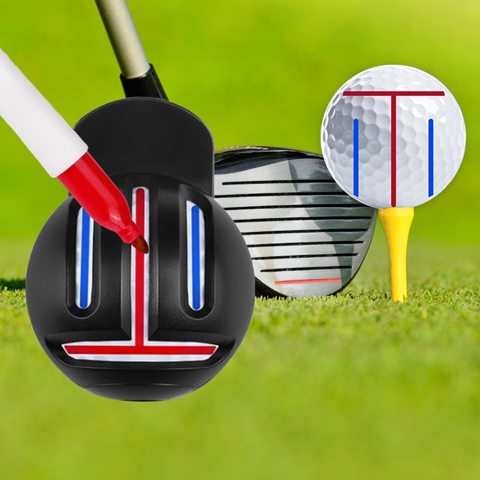 Golf Ball Marker Stencil, Golf Ball Alignment Tool Liner Ball Marking Clip With 2 Pieces Marker Pen, ABS Golf Marker Template - Image 4