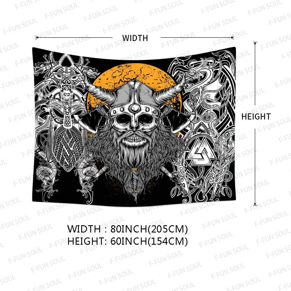 Norse Vikings Tapestry Viking Odin Nordic Warriors Tapestries 80x60in Twins Dragon Mysterious Nordic Nation Art Valknut Tapestry Wall Hanging Tapestries for Living Room Bedroom Decor GTZYFS1107