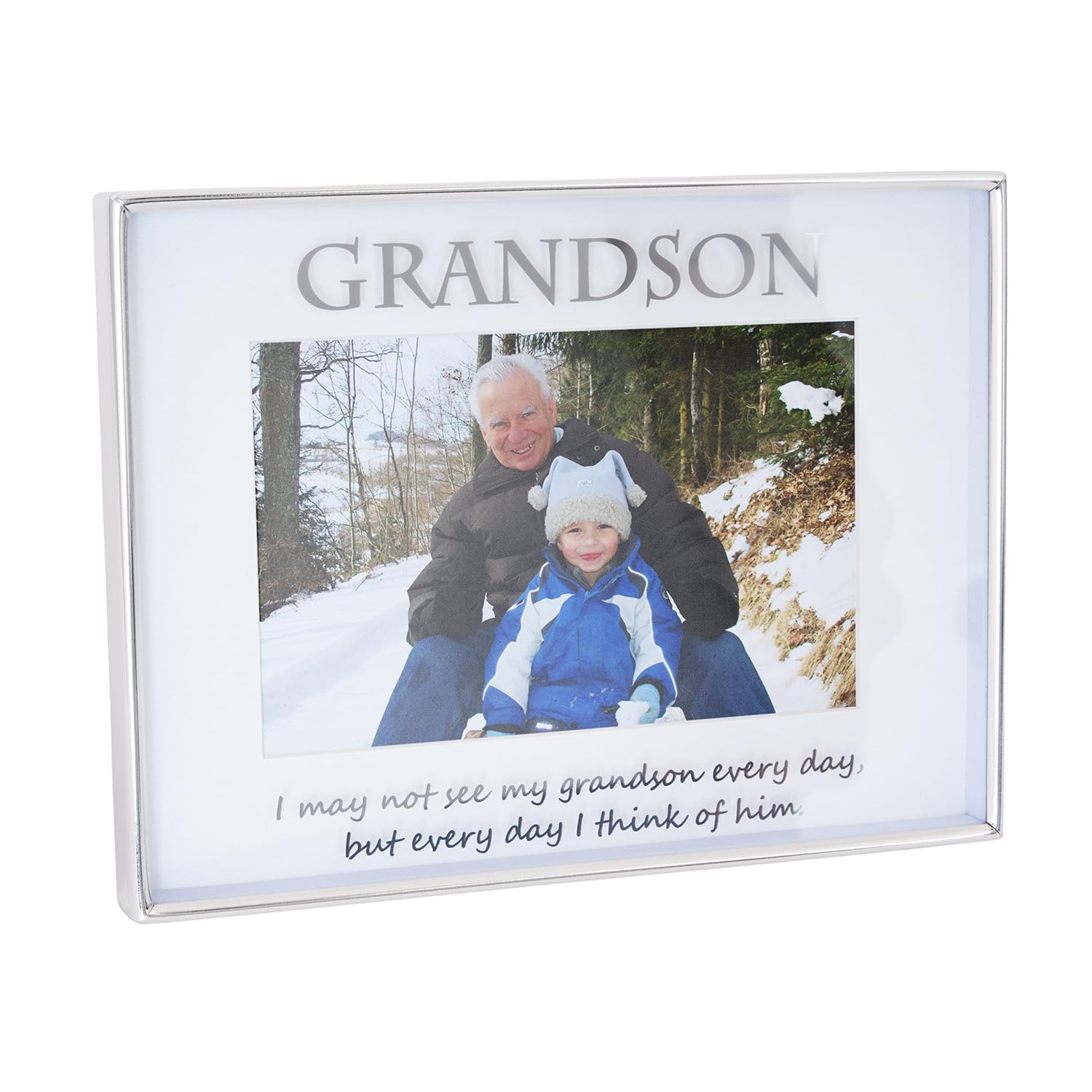 Silver Grandson 4x6 Picture Frame for Wall or Table Use by Happy Homewares