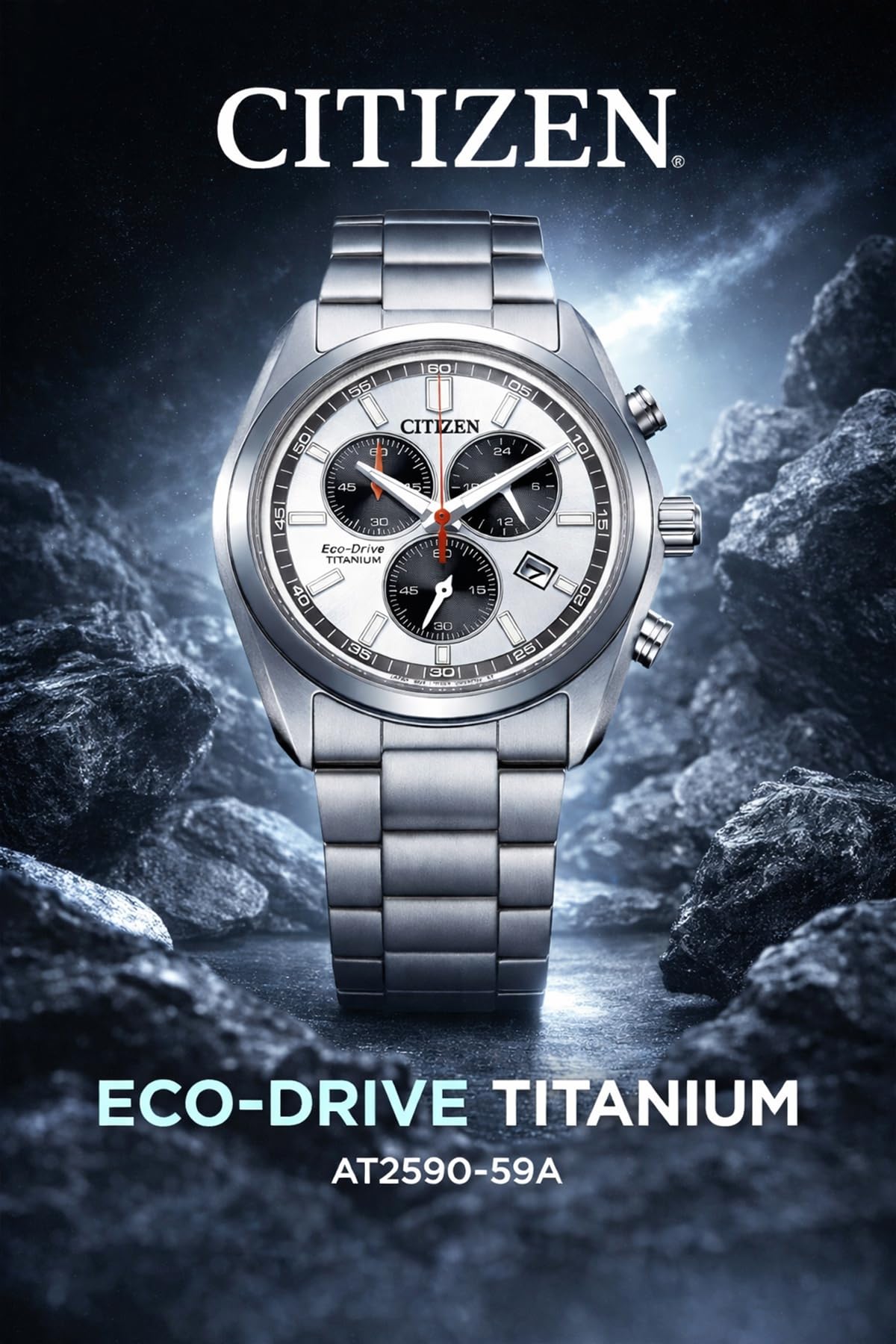 Citizen Eco-Drive Herrenuhr Solar Chronograph Titan/Silberfarben AT2590-59A