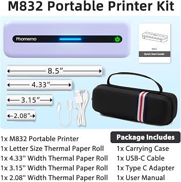 Phomemo M832 Thermal Bluetooth Portable Printers Wireless for Travel
