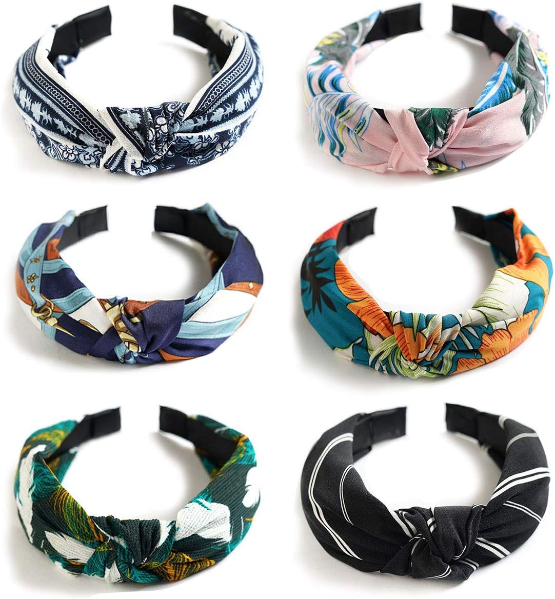 Women Headbands - Elastic Headband, Printed Head Wrap Stylish Boho Headbands 6 PCS Women Hair Band Hair Accessories
