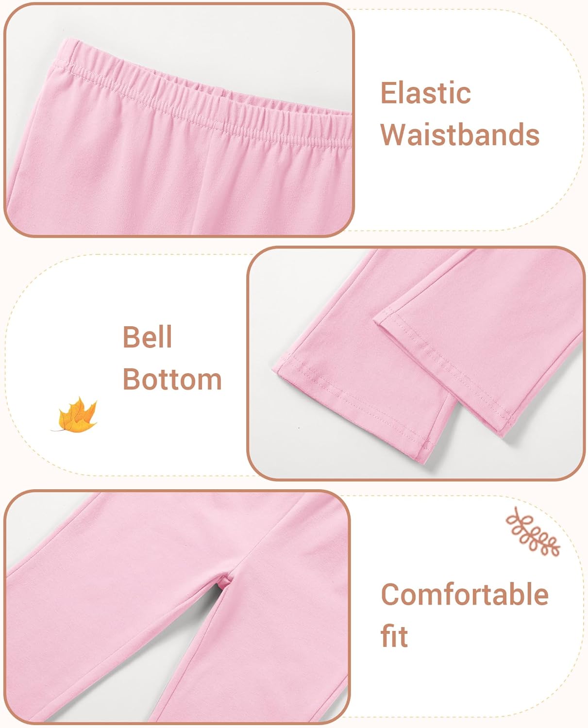 3 Pack Baby Girls Flare Leggings Toddler Bell Bottoms Pants Infant Girl Soft Cotton Clothes Size 18M-5T - Image 5