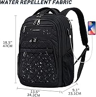 Vista 7 de KROSER Mochila de viaje para laptop, Acolchado, negro, 17 pulg., Mochilas Daypack