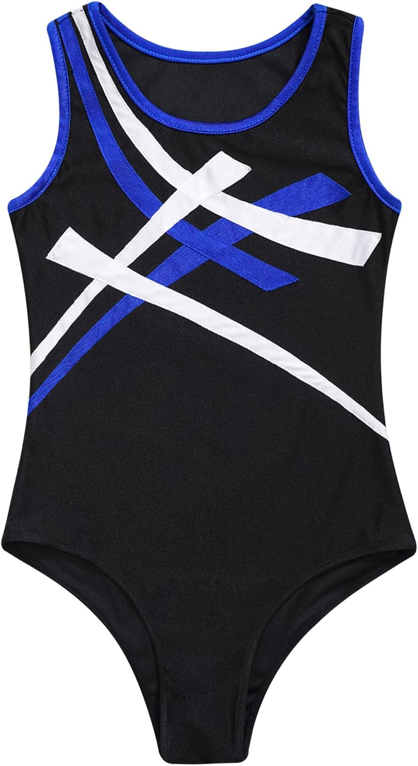 Girls One Piece Bodysuit Boys Sleeveless Color Block Gymnastic Ballet Yoga Leotard Sport Athletic Jumpsuit