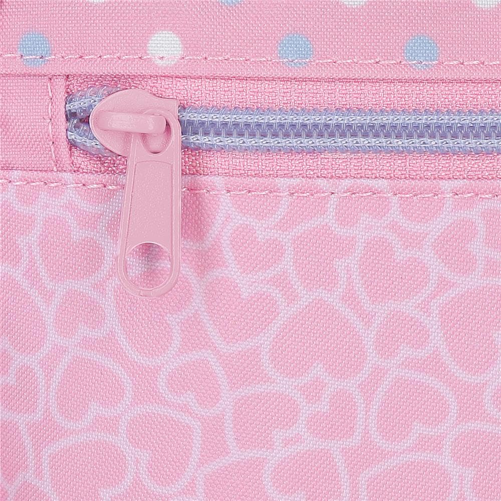 Sac à dos d'école Hello Kitty Hearts & Dots, sac à dos rose pour enfant, en polyester, compartiment principal avec poche intérieure, bretelles larges, ergonomiques et rembourrées.