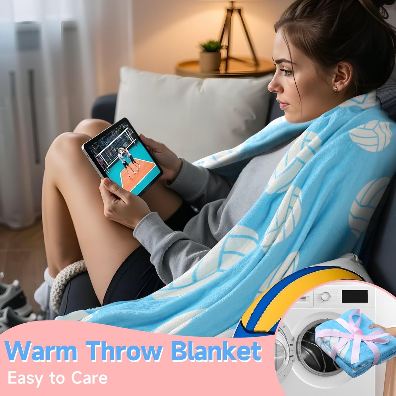 Newwiee 4 Pack Volleyball Blanket Gifts for Teens Adults Soft Flannel Throw Blanket Novelty Sport Ball Gifts for Volleyball Players Coaches Teams Birthday 40"x50"