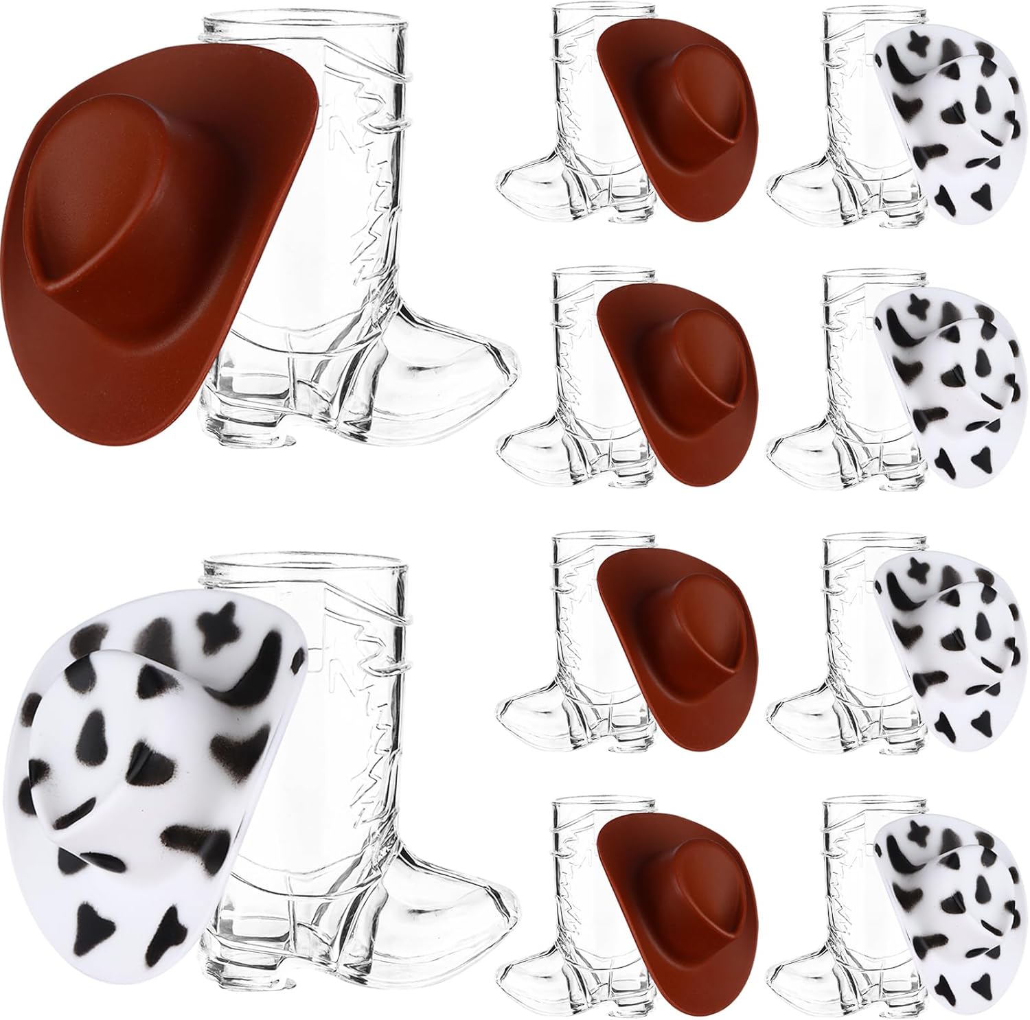 craftshou 10 Pcs Cowboy Boot Shot Glasses with 10 Plastic Mini Western