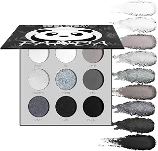 BUTBU Paleta de Sombras de Ojos De Color Negro, Blanco Gris, Plateado, Paletas de Sombras de Ojos, 9 Colores Eyeshadow, Pequeña Paleta de Sombra de Ojos Ahumada Eyeshadow, Larga Duración