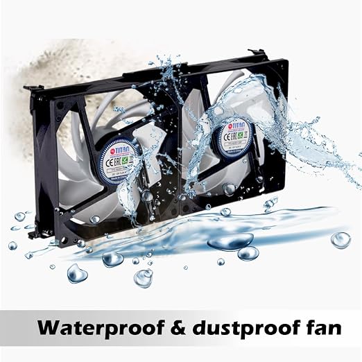 Ventilador de refrigeración y ventilación TITAN de 12 V CC, montaje en rack doble, para rejilla y ventilación de nevera, con controlador de velocidad (140 mm, versión V2+) miniatura 7