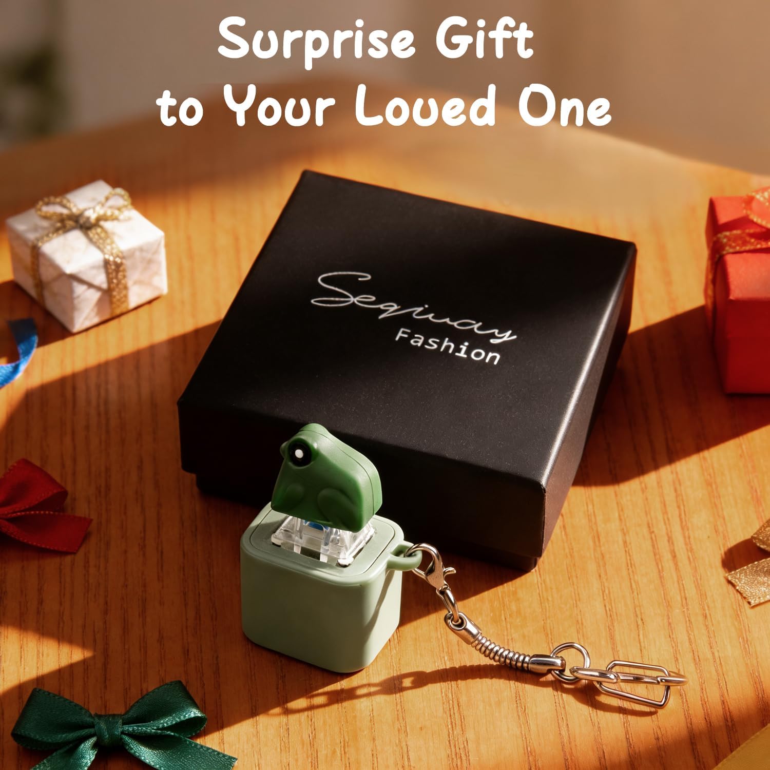 Sequiay Frog Croaking Keychain, Adults Frog Fidget Keychain with Sound, Rechargeable Frog Noise Maker with Colorful Lights, Fun & Portable for Anxiety Relief (Frog Croaking)