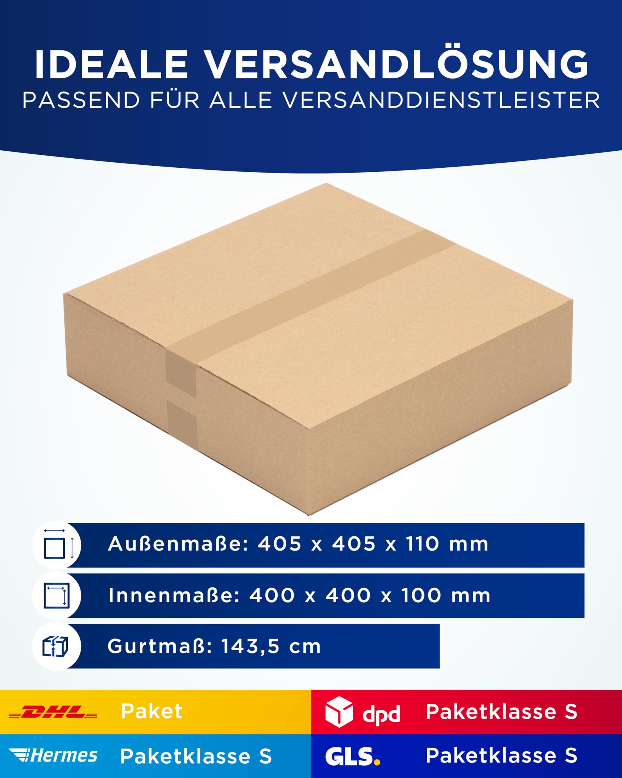 50 cartons de 400 x 400 x 100 mm pour l'emballage et l'expédition