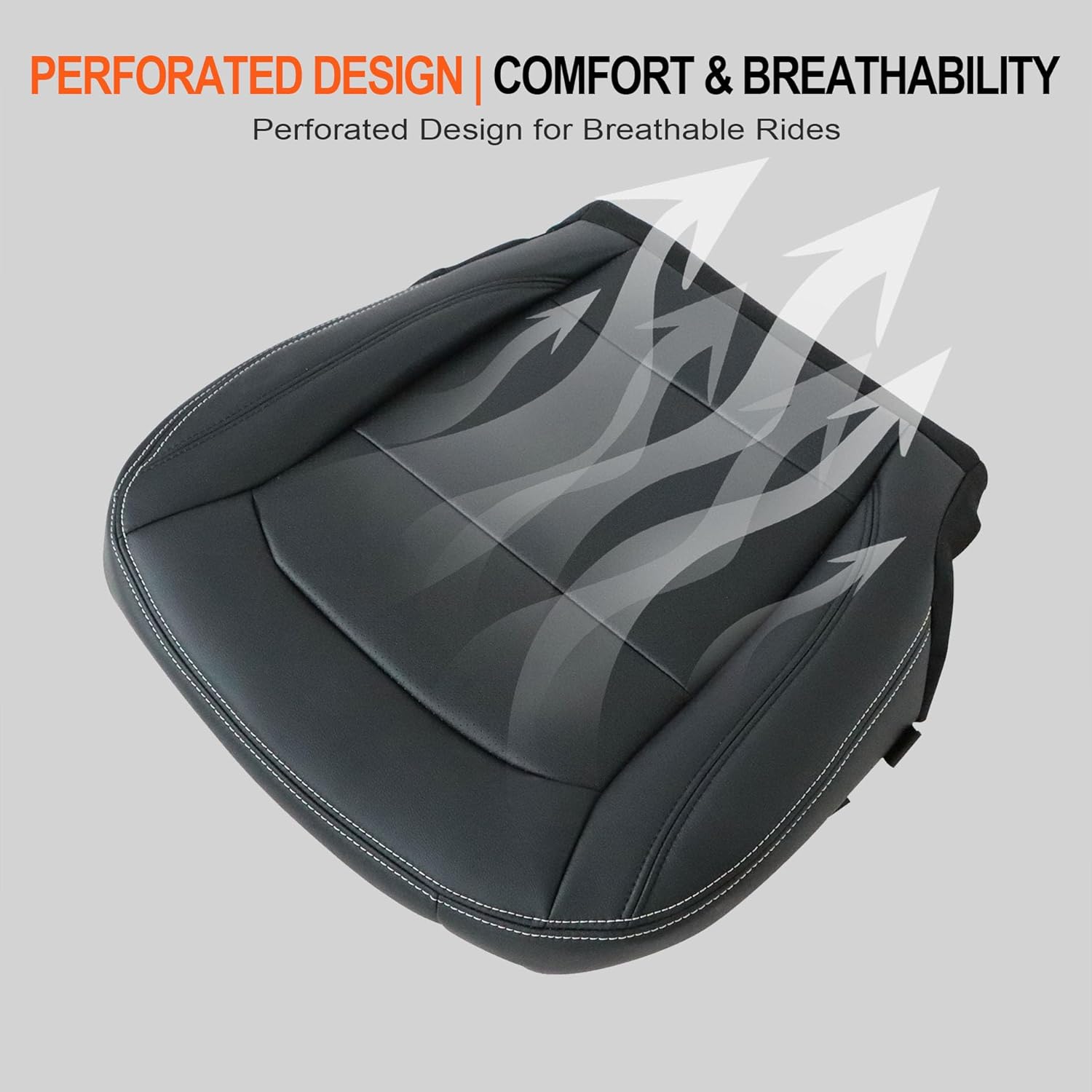 GXARTS Driver Side Bottom Replacement Perforated Leather Seat Cover Black #CW Compatible with Ford Explorer 2016 2017 2018 2019