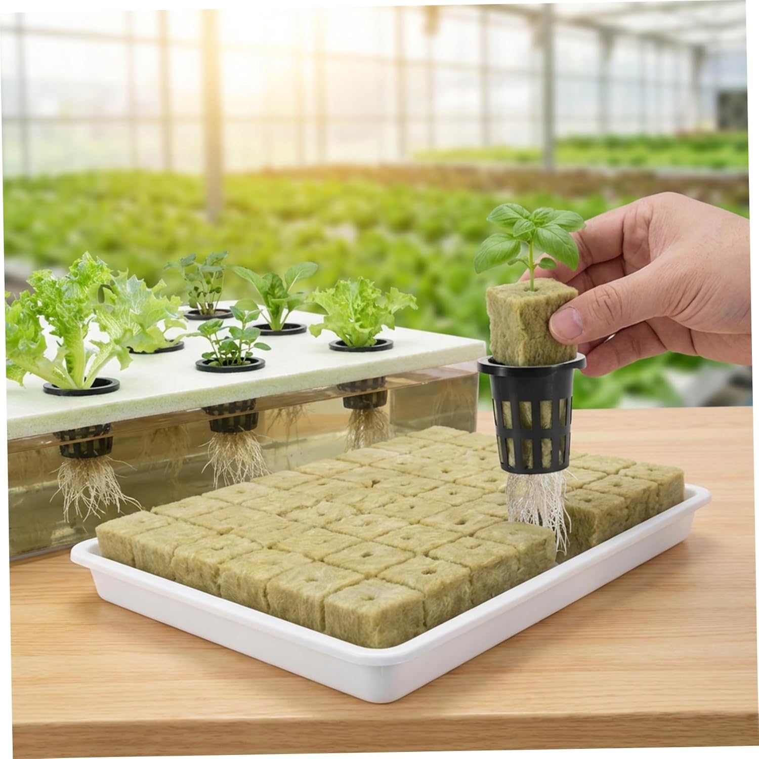 300Pcs Rockwool Cubes, 1x1x1 Inch Hydroponic Pods for Seed Starting, Plant Propagation, and Cloning, Grow Sponges for Hydroponics System