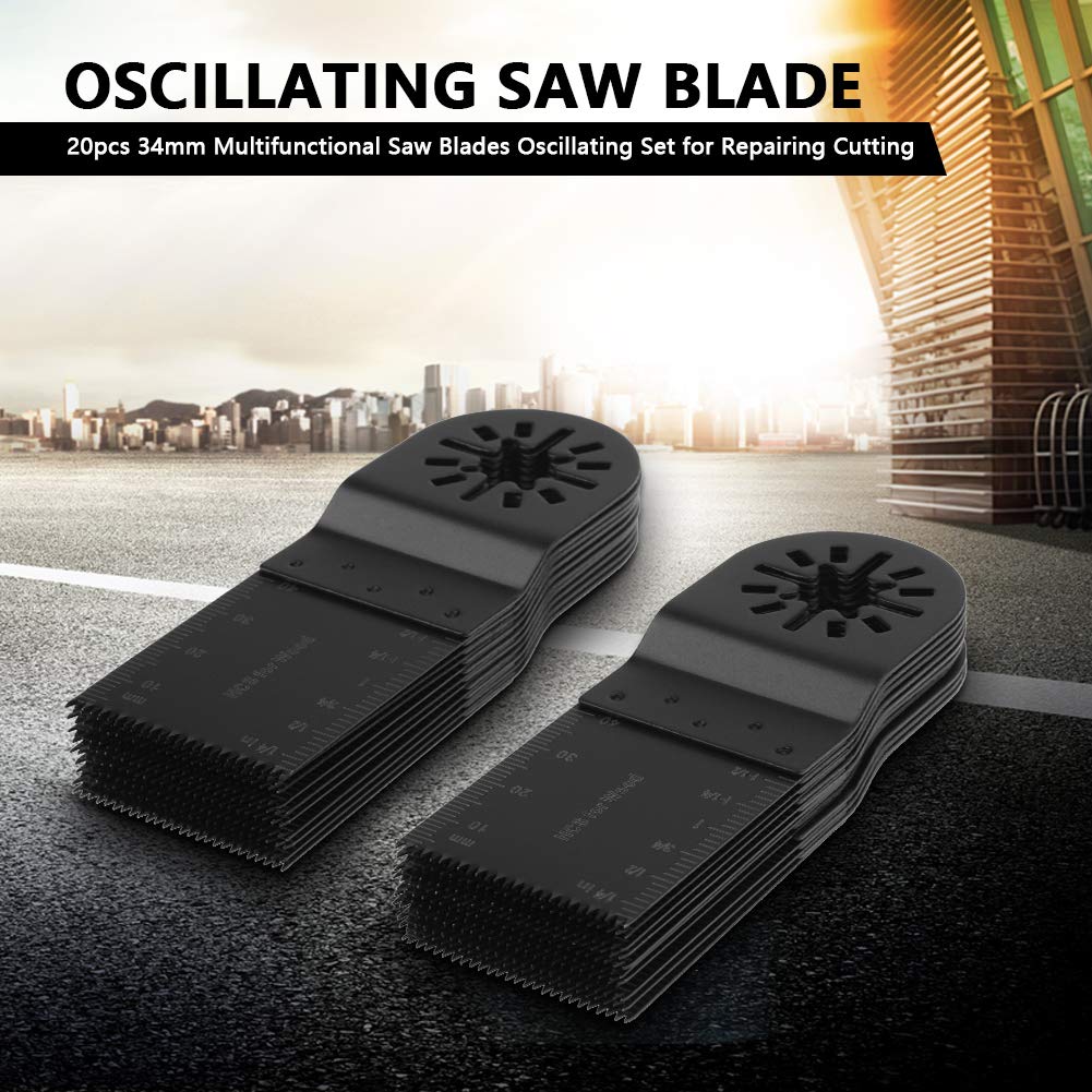 Lame per Sega Oscillante, Lama Oscillante 34 mm, Set di Lame Multiuso Oscillanti, 20 Pezzi, per la Riparazione del Taglio