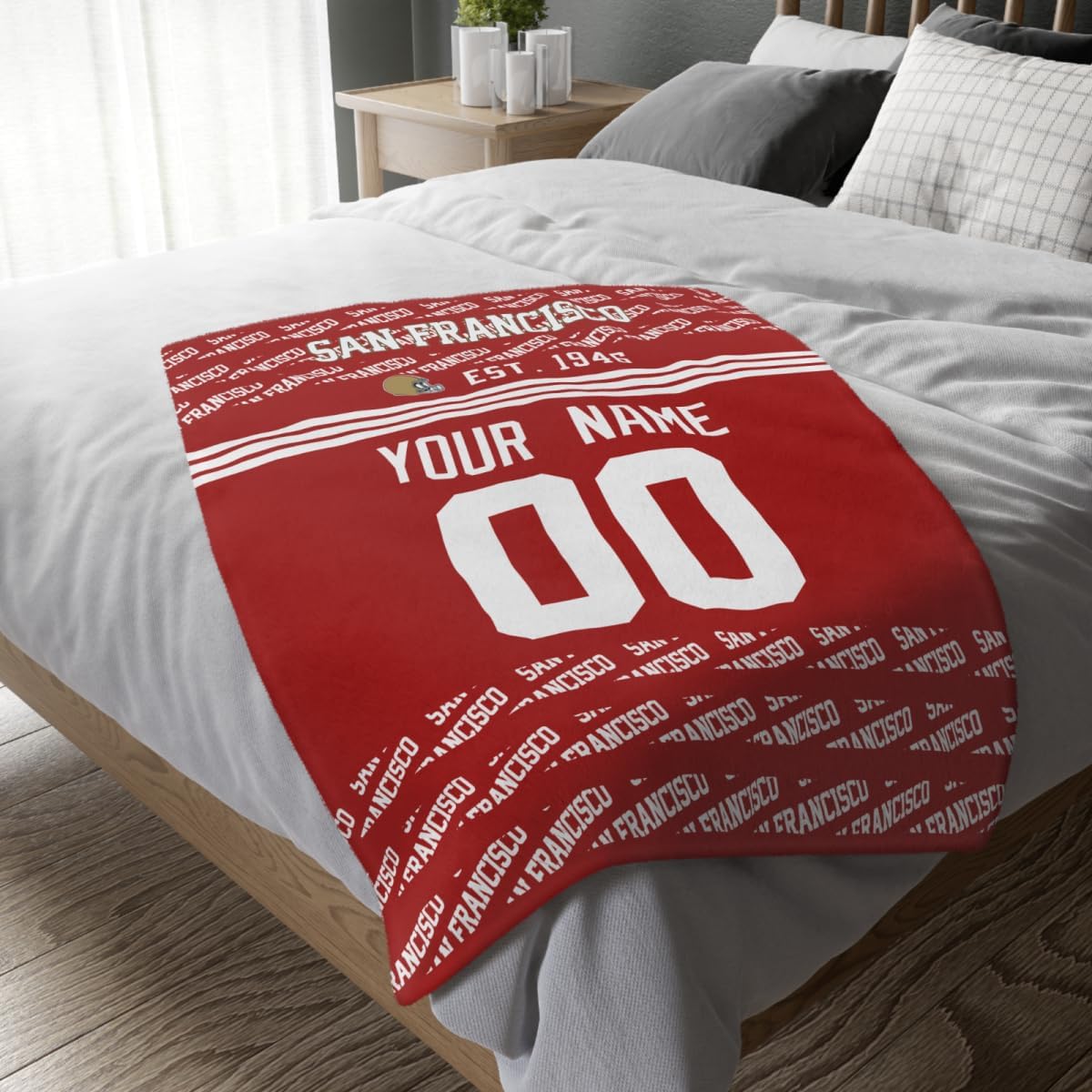 ANTKING San Francisco Throw Blanket Custom Name and Number Blanket for Men Women Boy Gifts - Image 5