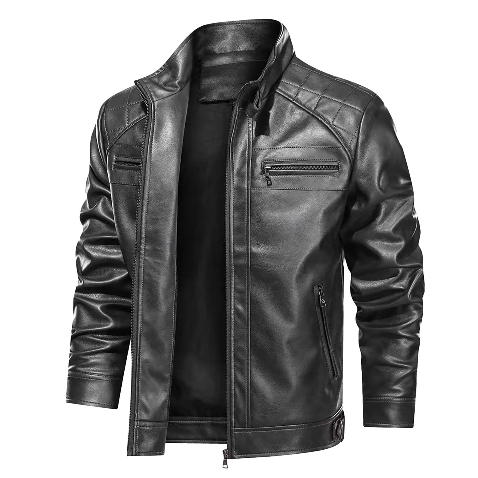 Giubbotto Pelle Uomo, Elegante Vintage Giacche in Pelle Casuale Sottile Slim Fit Giubbino Primaverile Bomber Corto alla Moda Giubbotto Giacca Moto Estiva Giacca Mezza Stagione Giacca Uomo Elegante