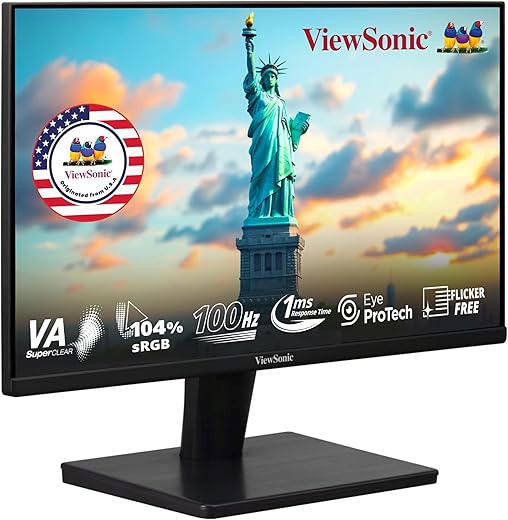 ViewSonic VA2215-H Full HD 1080p 22 Inch/55.8 Cms LED 1920 x 1080 Pixels Backlit Display Gaming Monitor, AMD FreeSync 75Hz, 3 Side Borderless,…