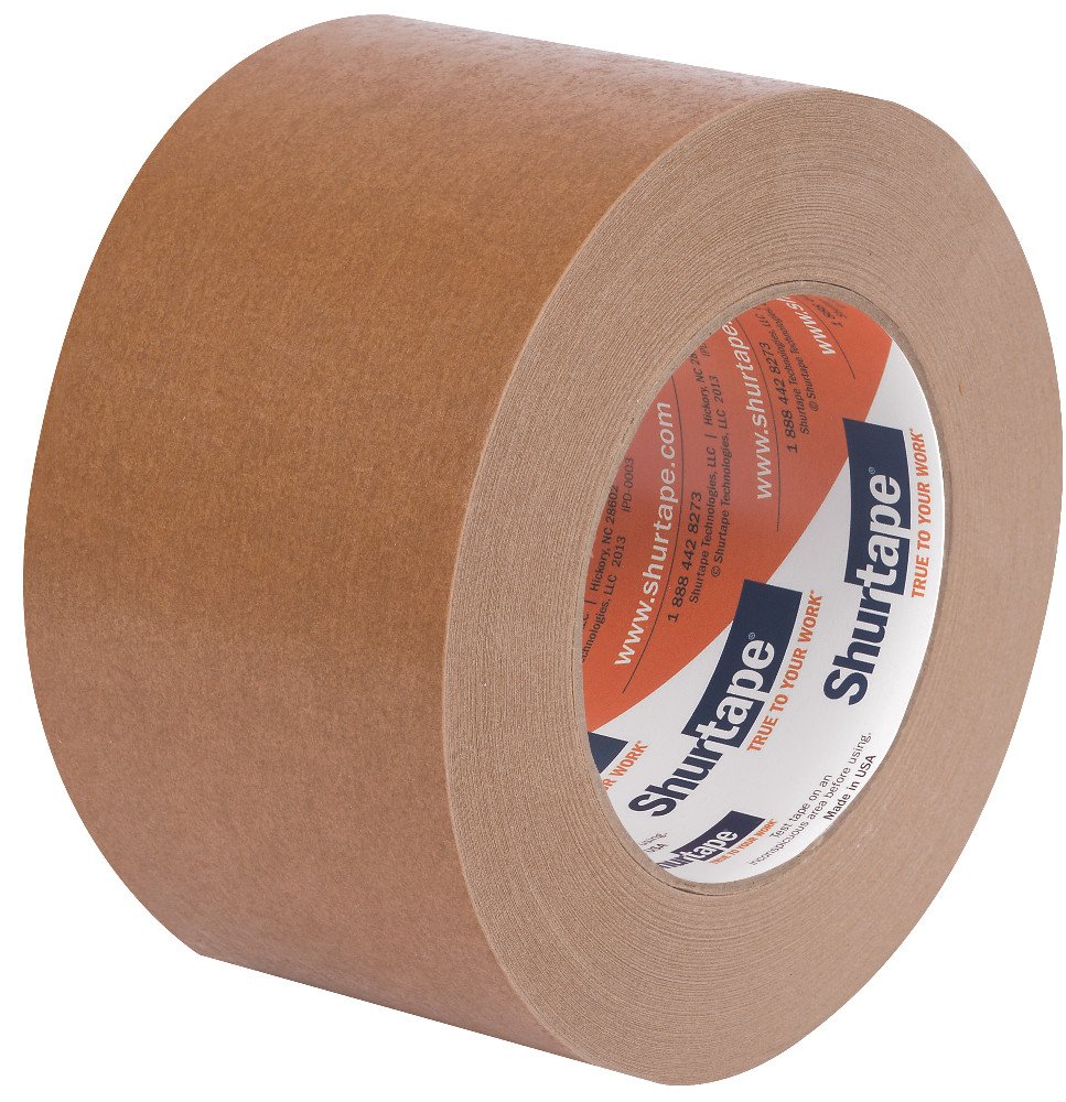 Shurtape FP 97 General Purpose Grade Flatback Kraft Paper Tape, For Packing Shipping Reinforcing and Patching, 72mm x 55 Meters per Roll, Kraft, Case of 16 Rolls (101073)