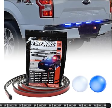 Firewire LEDs Emergency Truck Strobe Lights | Safety Vehicle Lighting Back Window or Under Tailgate LED kit with Strobe Controller | 49" Inch Strobe Light Blue/White