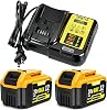 2 Paquetes de Batería de Iones de Litio 12000mAh 20V Max y Cargador, Alta Capacidad de Repuesto para Herramientas Eléctricas DEWALT 20V MAX, Carga Rápida Incluida 1