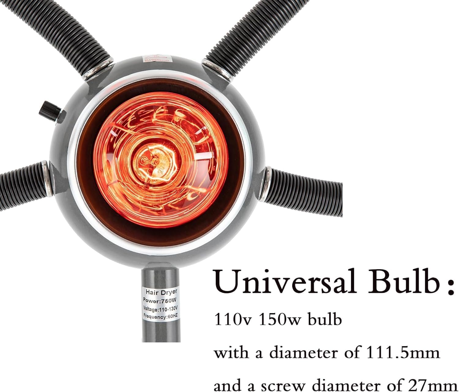 5 Head Infrared Hair Salon Lights, 5 Head Hair Salon Light Infrared Color Processor Machine Heating Rolling Headed Lamp Flexible Arm Wheels (A2 Cover)