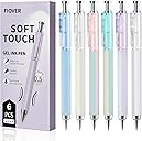 FIOVER Gel Pens, 6 Pcs 0.5mm Quick Dry Black Ink Pens, Fine Point Smooth Writing Pens, Retractable with Silicone Grip, High-End Cute Aesthetic Office School Supplies, Gifts for Women Men (6pcs black)