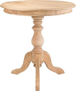 CLP Beistelltisch Wiva, runder Holztisch 70cm Durchmesser für Wohnzimmer und Esszimmer, Mindiholz mit Tischplatte, Farbe:Natur