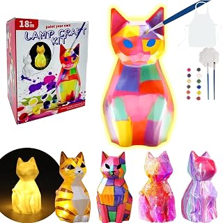 Paint Your Own Lamp - DIY Painting Kit, Painting Kit Arts & Crafts for Kids Ages 8-12, Art Supplies Birthday Easter Party Holiday Gift (cat)