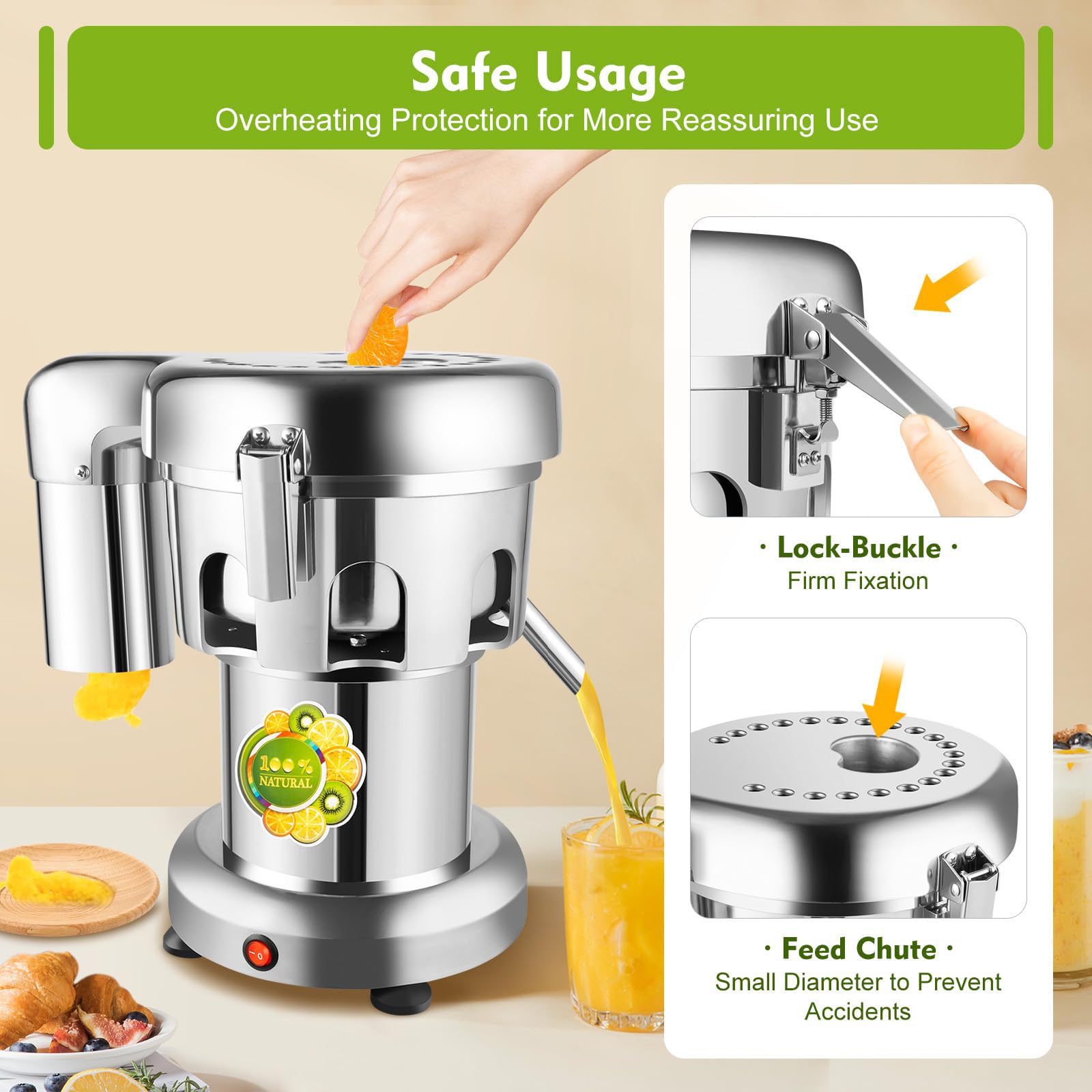 MIAOXIAOLONG Extracteur De Jus Professionnel, Centrifugeuse, 2800 TR/Min, Extracteur De Jus Robuste, pour Jus De Fruits Et Légumes, pour Jus De Fruits, Restaurants Et Hôtels B3000(370W)
