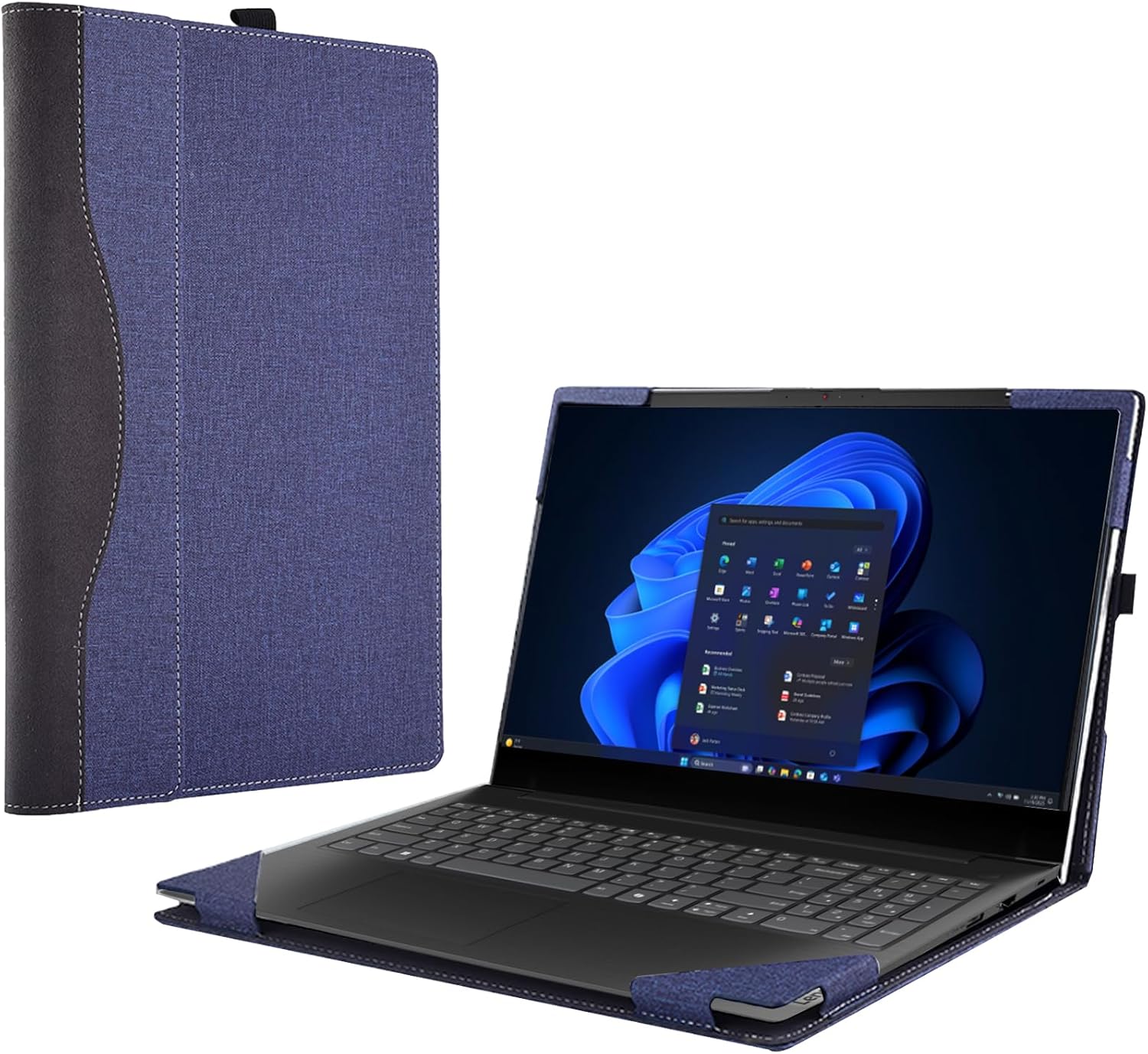 Laptop Case for Lenovo V15 Gen 6/ ITN & G5 TRL/5i 15.6" All Inclusive Drop Case PU Leather Protective Laptop Bag Detachable Shell (Blue)