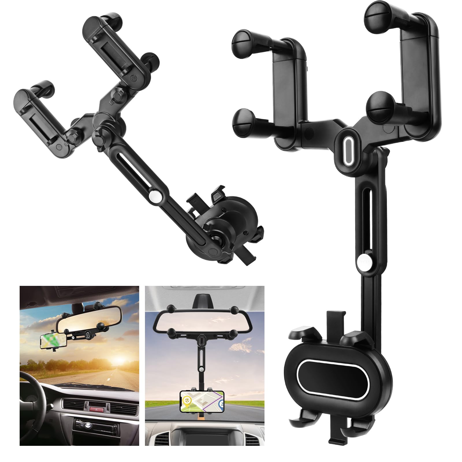 Support Téléphone Voiture Rotatif 360° – Fixation Par Ventouse Ou Sur Tableau De Bord – Bouton De Libération Rapide